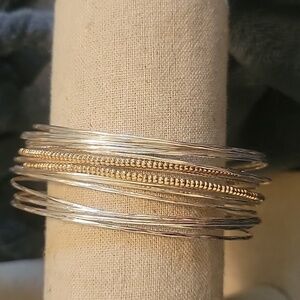 Elegant Silver and Gold Bangle Set Rhett Cuff